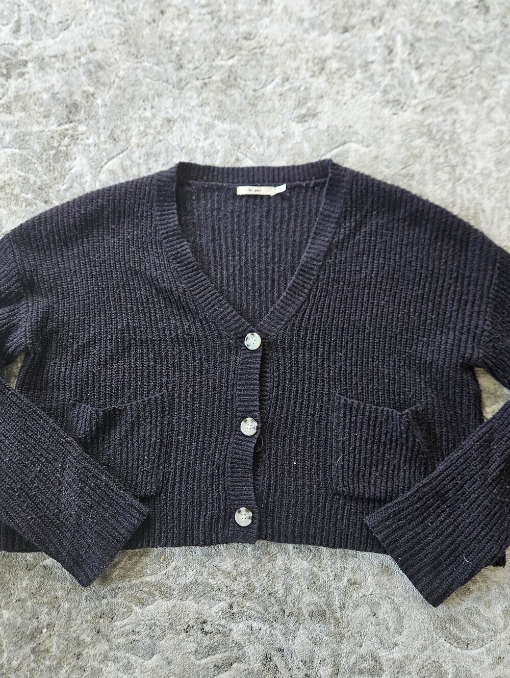 Black Cropped Knit Cardigan